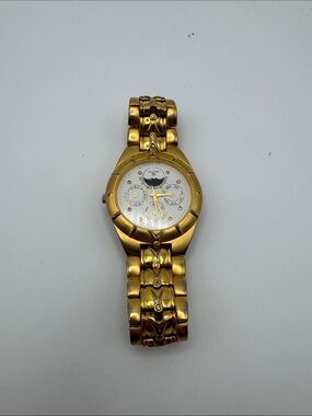 Western Moon Phase 18K Gold Plated Watch Swiss Made 3ATM